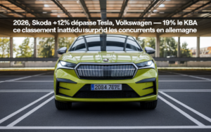 2026, Skoda +12% dépasse Tesla, Volkswagen -9% selon le KBA, ce classement inattendu surprend les concurrents en Allemagne